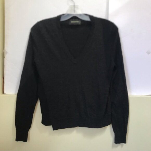 Zadig & Voltaire Wool V Neck Sweater Black Grey Asymmetrical Hem Pullover Top S - Picture 2 of 16